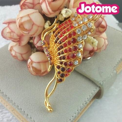 Fashion Custom Gold Tone Multi Color Rhinestone Brooch Jewelry For Dress Decoration