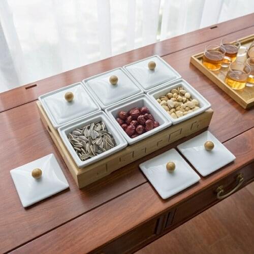 Japanese Style Plate Ceramic Luxury Fruit Snack Candy Simple Modern Dessert Plates Serving Tray Vajilla Household Products DG50G