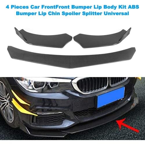 Carbon fiber 4 Pieces Car Front Bumper Lip Body Kit ABS Bumper Lip Chin Spoiler Splitter