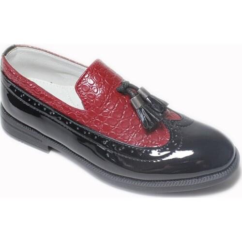 New Baby Boys Kids PU Patent Formal Sneake Print Brogue Wedding Dress Shoes Classic School Uniform Oxford Slip-on Casual Shoe