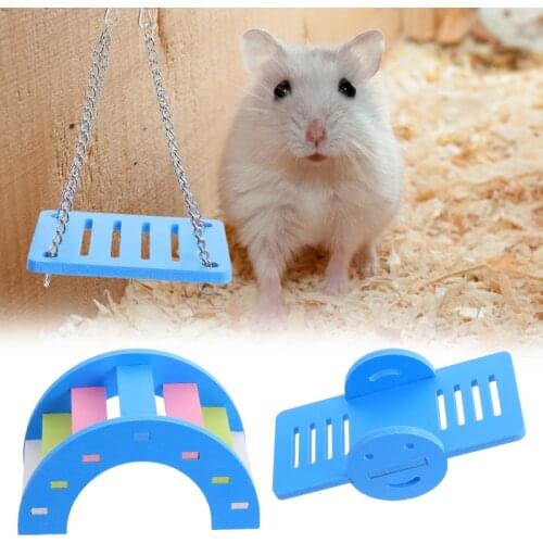 3pcs Pet Hamster Wooden Smiley Face Seesaw Toy Set Hamster Wooden Bridge Swing Seesaw Ladder Squirrel Pet Hammock Sports Toys