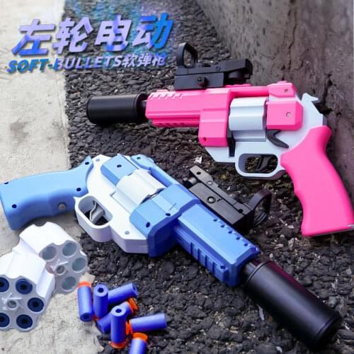 Revolver 357 Electric Automatic Burst Soft Bullet Gun Childrens Toy Pistol Simulation Model Grab Boy Sniper Rifle Sucker Gun