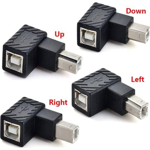 USB 2.0 Type B Print Port Adapter Converter 90 Degree Right Angle Plug Extender Jack male to female for Printer Scanner Black
