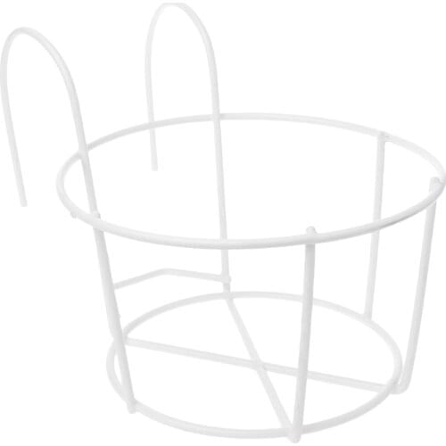 B0KB Balcony Round Flower Pot Basket Iron Railing Fence Hanging Potted Plant Holder