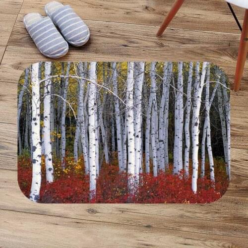 Birch forest doormat for entrance door custom bath bathroom rugs anti skid mats for living room bedroom kitchen use
