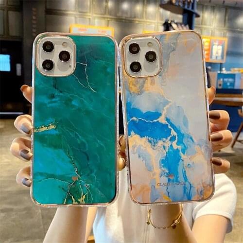 Luxury Glitter Chic Colorful Marble Texture Phone Case For iphone 12 Mini 11 Pro MAX X XR XS SE 2020 7 8 Plus Shockproof Cover