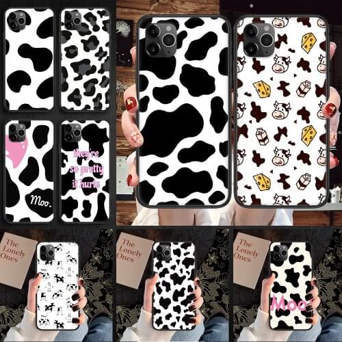 Cow pattern Black and white style Phone Case Cover Hull For iphone 5 5s se 2 6 6s 7 8 12 mini plus X XS XR 11 PRO MAX black art