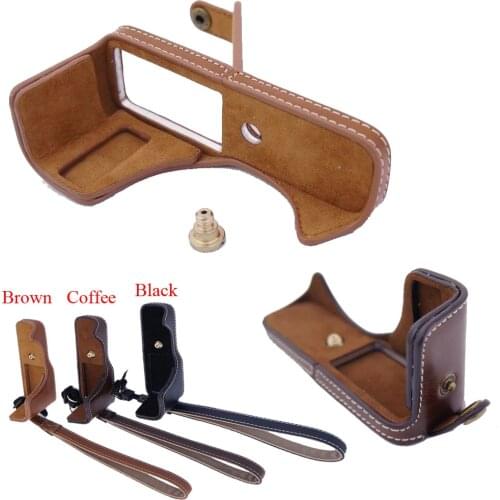 New PU Leather Camera Case Bag For Canon EOS M3 EOSM3 Cover Half Case Bottom body With strap