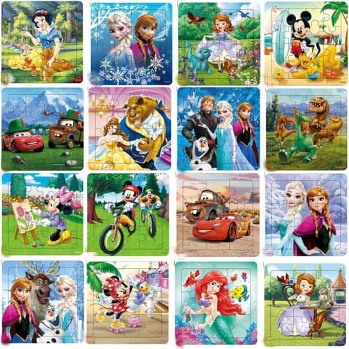 Disney Frozen Mickey Minnie Mouse Mermaid Sofia Pooh Bear Printed Puzzle Learning Education Interesting Wooden Toys For Children