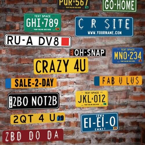 DIY PVC Retro Car Number Plate Wall Stickers for Living Room Kitchen Vinyl Decals Bedroom Decor Posters Mural Cafe Decoration