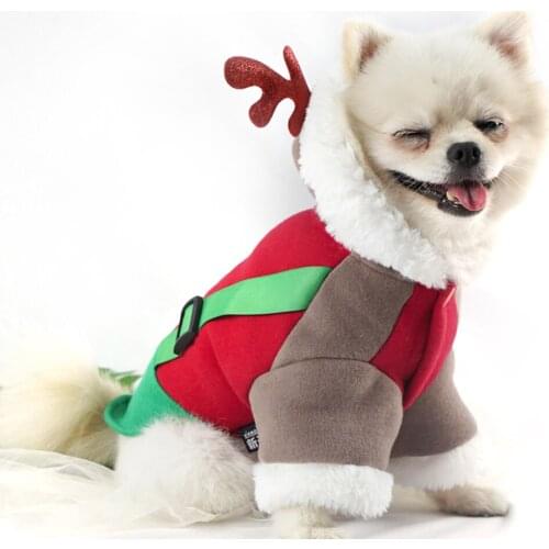 For Dogs Xmas Santa Cat Costume Pet Autumn Season Christmas Winter Warm Fleece Puppy Hoodies
