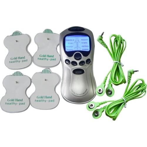 Electrode Health Care Digital Meridian TENS Therapy Massager Muscle Stimulator Pain Relief With 2Pcs Green Lead Wire Cable Extra