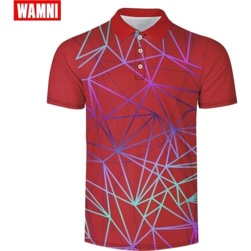WAMNI 3D Tennis T Shirt Camouflage Casual Sport Striped Turn-down Collar Male Badminton Shirt Quick Drying Polo-shirt