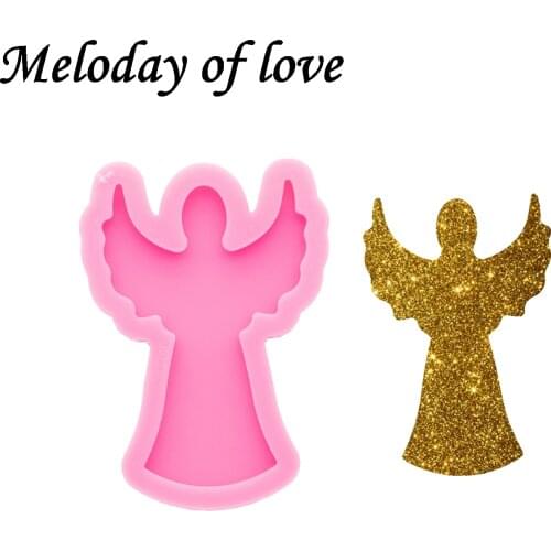 Glossy Angel badge reel Mold Silicone Resin Mould DIY Handmade for Epoxy Making chocolate Polymer Clay DY0335