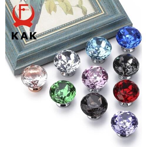 KAK 30mm Crystal Knobs Cabinet Knobs and Handles Diamond Shape Kitchen Cupboard Handles Drawer Knobs Furniture Handle Hardware