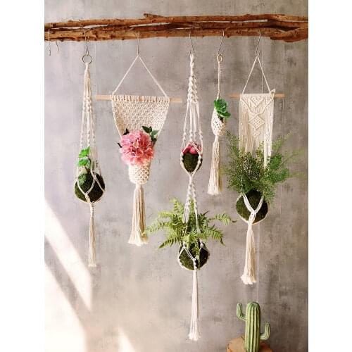 Hanging Baskets 100% Handmade Plant Holder Macrame Plant Hanging Flowerpot Net Hanger for Wall Decoration Hanging Planter