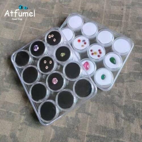 Round Diamond Jewelry Box With Tray Visible Stone Gem Box Store Show Beads Stud Display Organizer Gemstone Zircon Jade Box 2Sets