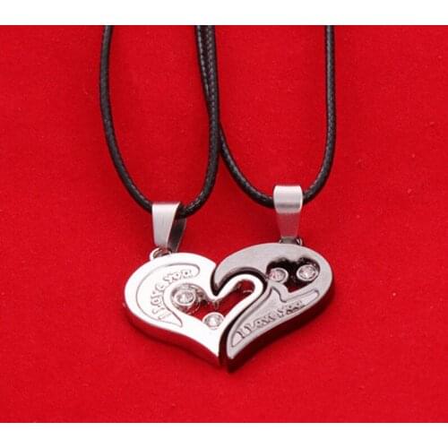 Fashion 1 Pair Unisex Women Men I Love You Heart Shape Pendant Necklace For Lovers Couples Jewelry Gifts