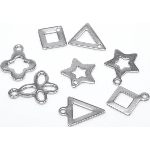 Stainless Steel Square Triangle Star Shape Charm Extender Charms Connector Findings for DIY Jewelry Making Accessories Wholesale