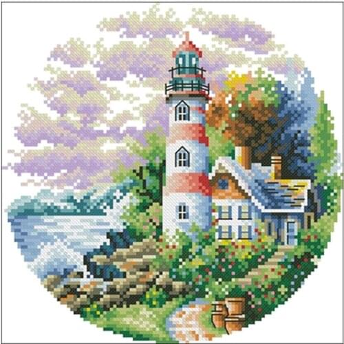 Lighthouse Garden patterns Counted Cross Stitch DIY Chinese Cross Stitch Kits Embroidery Needlework Sets