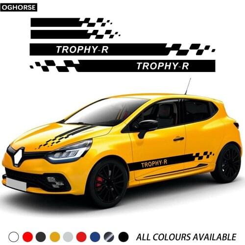 Car Styling Hood Decal Engine Cover Graphics Racing Stripes TROPHY-R Door Side Skirt Sticker Decal for Renault Clio Accessories