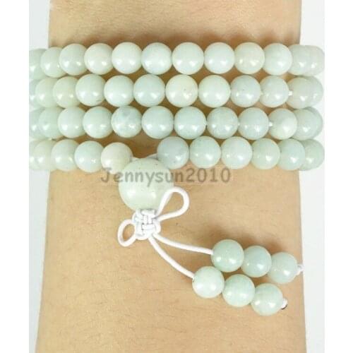 Natural Amazonite 6mm Gems Stone Buddhist 108 Beads Prayer Mala Multi-Purpose Stretchy Bracelet Necklace 5Strands/Pack