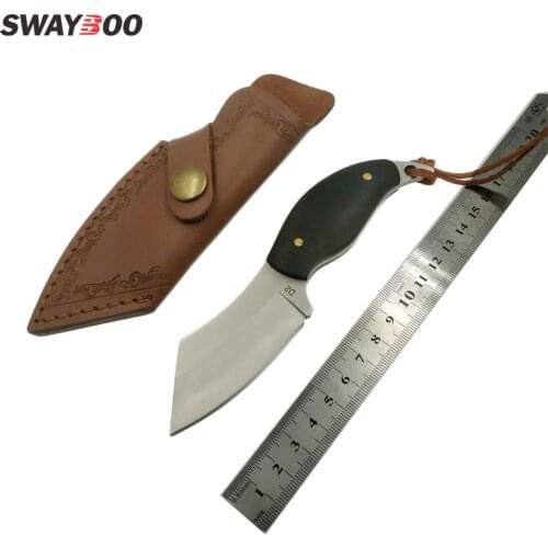 Swayboo Fixed Blade Knife D2 Steel Mini Outdoor Camping utility Knife EDC Small Ebony Handle Knives With Sheath