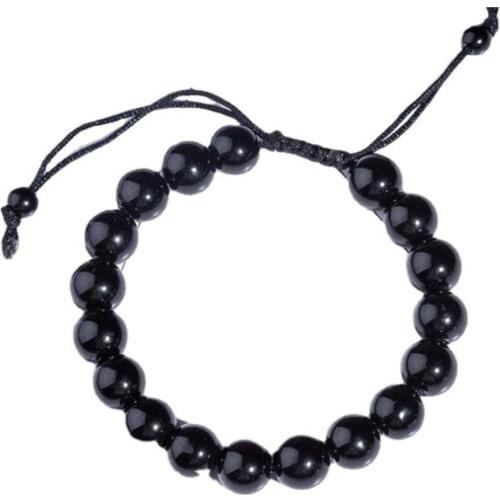 Obsidian Bracelet Obsidian Healthcare Bracelets Adjustable Black Natural Stone 10mm Bead Bracelet For Women Men Yoga Jewelry
