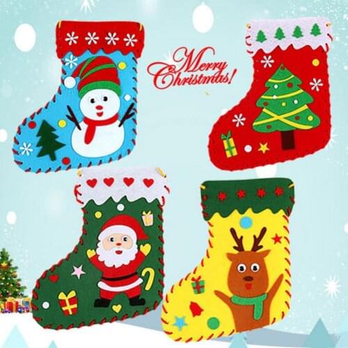 8 Styles DIY Christmas Socks Material Package Kids Handmade Christmas Socks New Years Candy Bags Socks Handicrafts Xmas Supplies