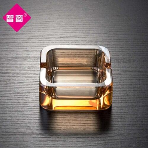 Crystal Glass Ashtray for Home Office Auspicious European Decoration Simple small size