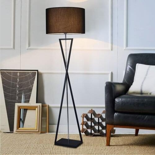 Simple Floor lights Nordic floor light fabric lampshade floor light E27 metal black or white for living room bedroom