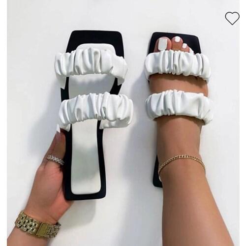 Square Head Womens Shoes Summer Open Toe Slippers Comfortable Casual Flat Sandals Fashion Plus Size