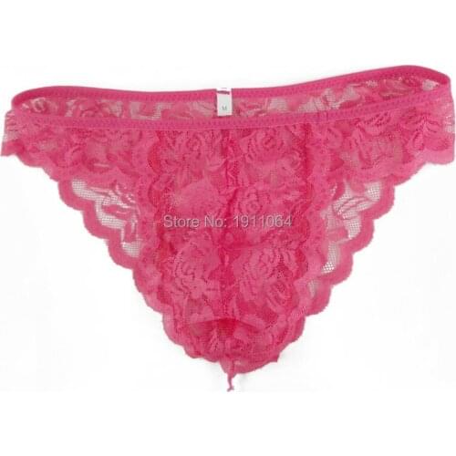 Mens Pouch Bikini Sexy Lace Underwear G2929 Floral Lace Rose