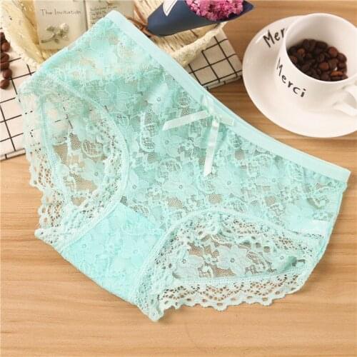 Sexy Lace underwear Woman Lovely Bow Womens Briefs 4pcs caji18