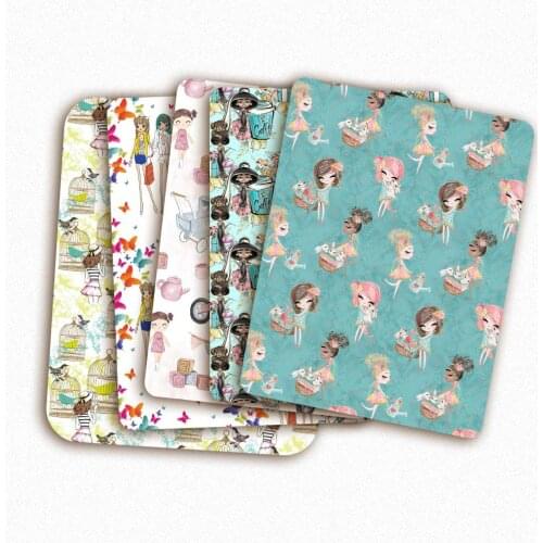 45*145CM Polyester Cotton Fabric Girl Character Pattern Printed Cloth For Making Women Wear Dress Handmade Mask Sewing Materials