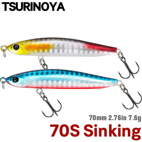 TSURINOYA 70S Sinking Pencil Fishing Lure SWORDSMAN 70mm 7.6g Bass Trout Artificial Hard Baits Horizontal Fall With Rolls Lure