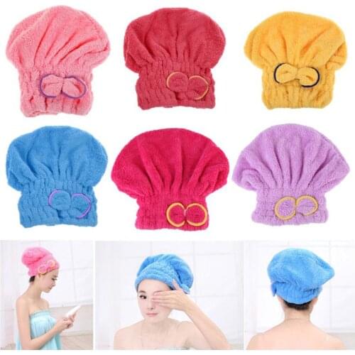 Turban Quickly Dry Hair Hat 2017 6 Colors Microfiber Solid Hair Womens Girls Ladys Cap Bathing Tool Drying Towel Head Wrap Hat
