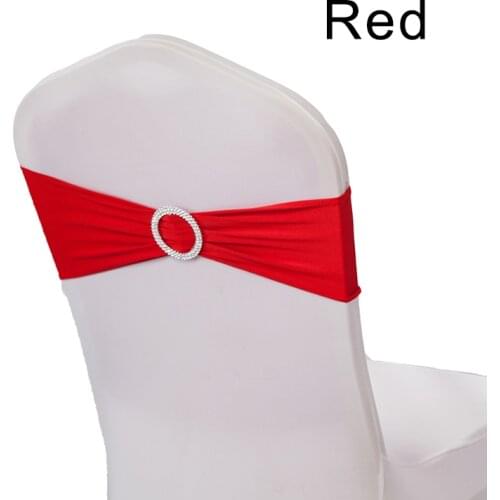 Pack Of 50 Spandex Stretch Chair Sashes Bands with Buckle Elastic Decoration for Wedding Hotel Banquet Event