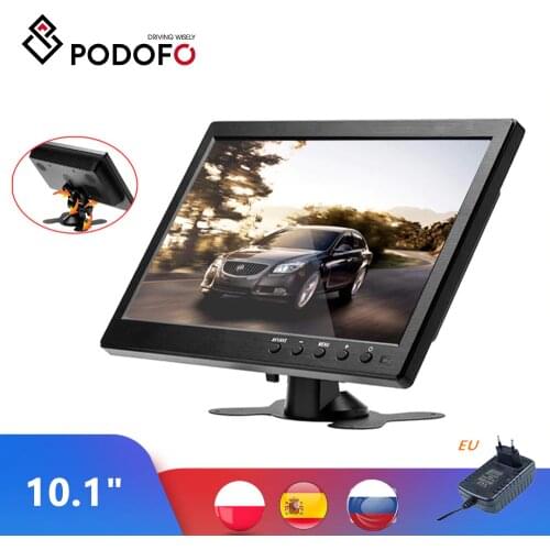 Podofo 10.1" LCD HD Monitor Mini TV & Computer Display Color Screen 2 Channel Video Input Security Monitor Speaker VGA HDMI Moni