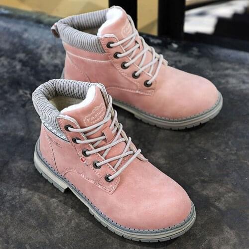 Winter Boots Woman Warm Snow Boots Women PU Leather Ladies Boots Outdoor Thick Bottom Tooling Shoe Pink Booties Zapatos De Mujer