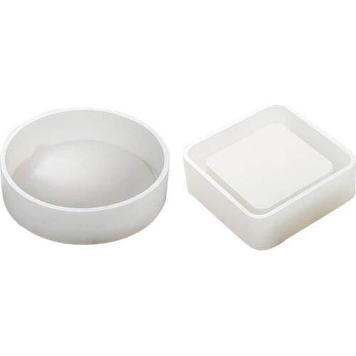 1pcs Transparent Ashtray Flexible Silicone Mold Epoxy Resin Round Square Mould For DIY Jewelry Making Craft Tools