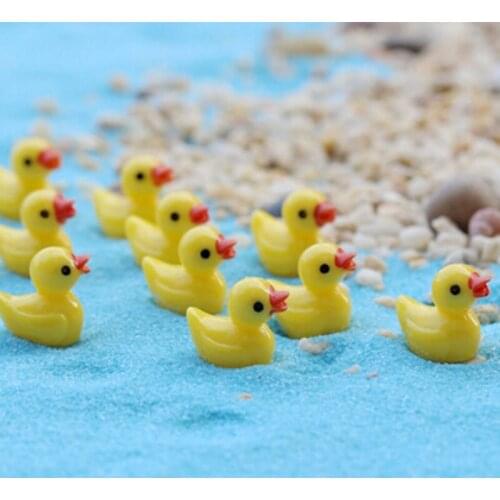 10pcs Mini Resin Yellow Ducks Dollhouse Craft Fairy Garden Bonsai Decor