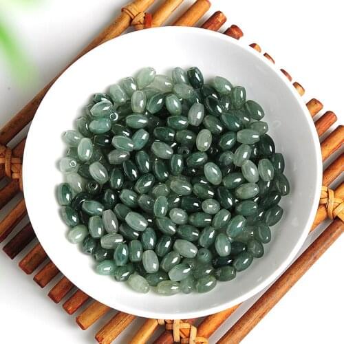 30pcs Wholesale Chinese Natural Aqua Jade Jadeite Smooth Oval Loose Bead 8x5.5mm