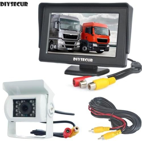 DIYSECUR 4.3inch Car Rear View Monitor Waterproof Rear View Backup Camera Parking Assistance System for Trucks Caravans Bus