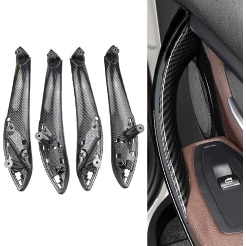 4 pcs Carbon Black Left Right Front Rear Car Interior Inner Door Handle Pull Trim Cover For BMW F30 F31 F32 F33 F34 F35 F36 F80