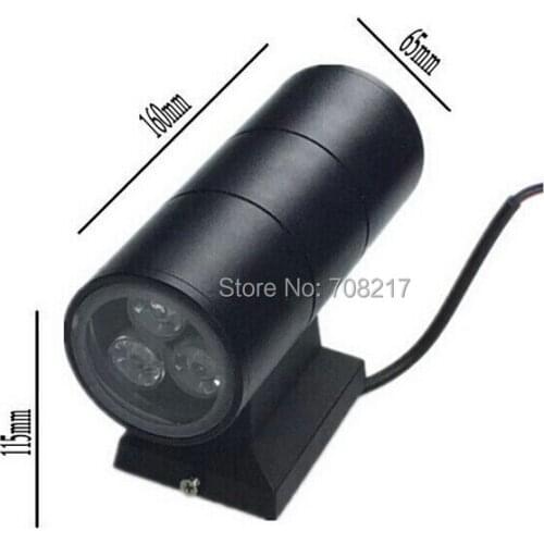White/Black Modern 6*1W led wall light hotel restroom bathroom bedroom wall lamp 6W up and down AC90~265V Free shipping