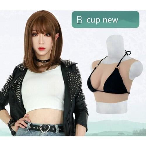 B Cup Transgender Crossdresser Artificial Silicone Fake Breast Forms Realistic Crossdressing False Boobs Men Bodysuit Sexy Mens