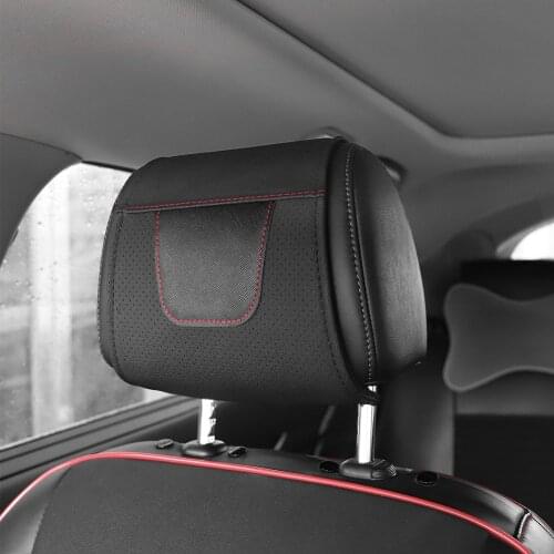 1pc for Hyundai Veloster I30 Accent solaris i20 i10 Car Headrest Protector Case Pu Leather Car Headrest Cover Car Accessories
