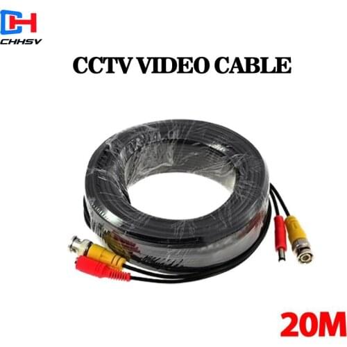 CHHSV 65ft(20m) BNC Video Power Siamese Cable for Surveillance CCTV Camera Accessories DVR Kit