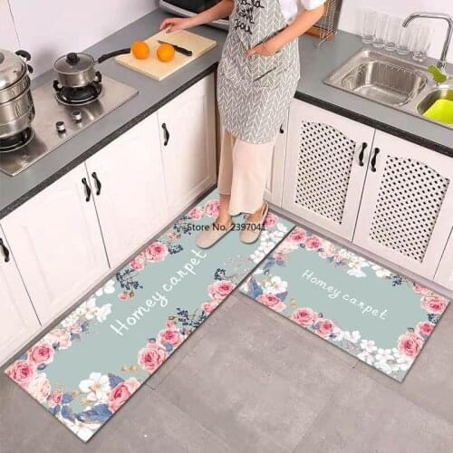 Long Kitchen Floor Carpet Modern Flowers Anti-slip Bath Entrance Doormat Absorbent Rugs Living Bedroom Cute Prayer Pad